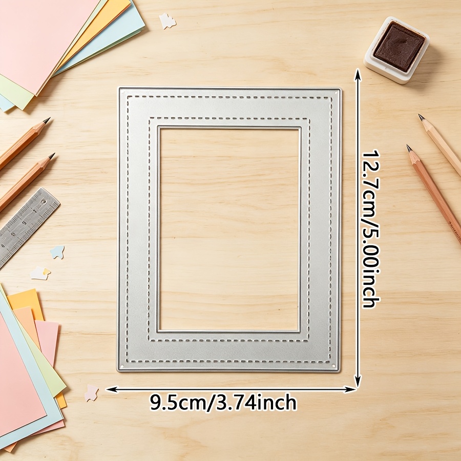 TEMU 1pc Photo Frame Rectangular Background Frame Metal Cutting Die Suitable For Scrapbooking Making Greeting Cards And Paper Crafts Metal Cutting