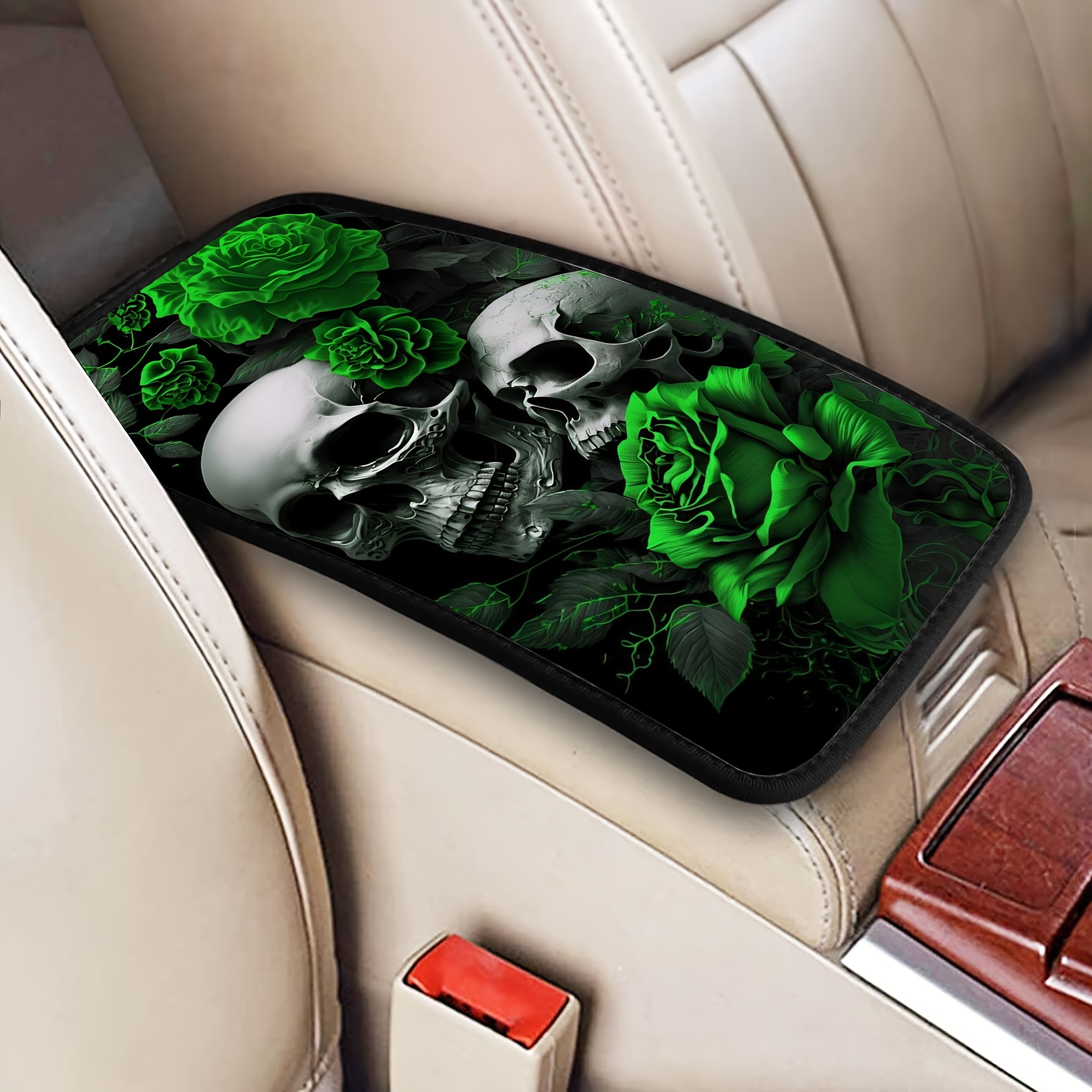 

1pc Print Car Armrest Cushion, Fit Rubber Center Console Cover Protector, Auto Decorative Accessory, Car Accessories