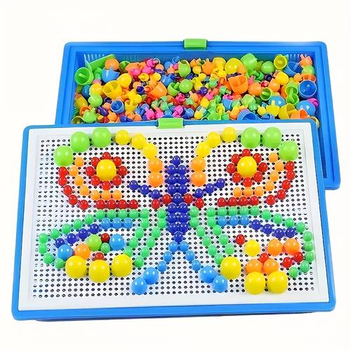 296pcs mushroom peg toss puzzle toy blocks gift for children