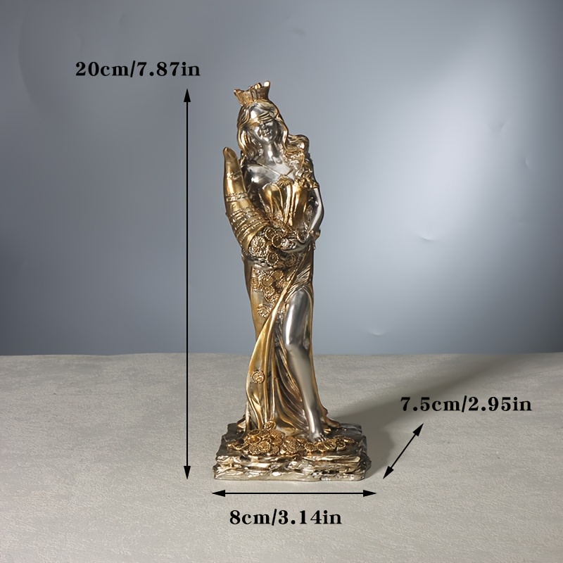 E-shop 1 Stück Handbemalte Frauenstatue - Glücks- Reichtumsgöttin Figur, Resin-Tischstatue für Zuhause oder Büro, Geburtstagsgeschenk,
