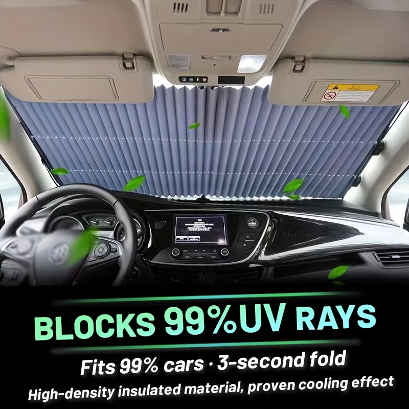 TEMU 1pc Collapsible Sunshade For Car Windshields, Designed For Front Window Sun Protection And Uv Heat Insulation, Easy To Apply And Set Up, Compatible With Most Vehicle Models