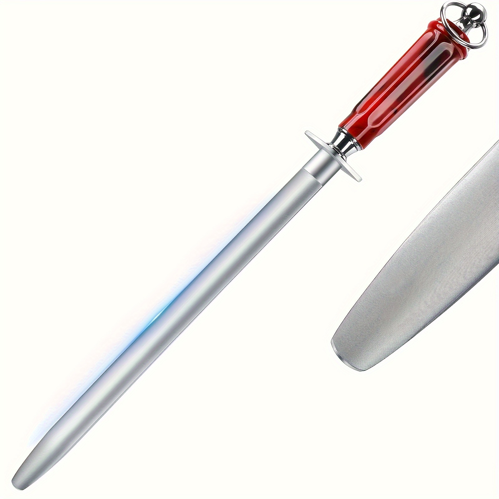 Image of 1pc 12-inch Knife Sharpening Rod, High Carbon Steel Knife Sharpener With Magnetic Tip, Kitchen Knife Sharpener