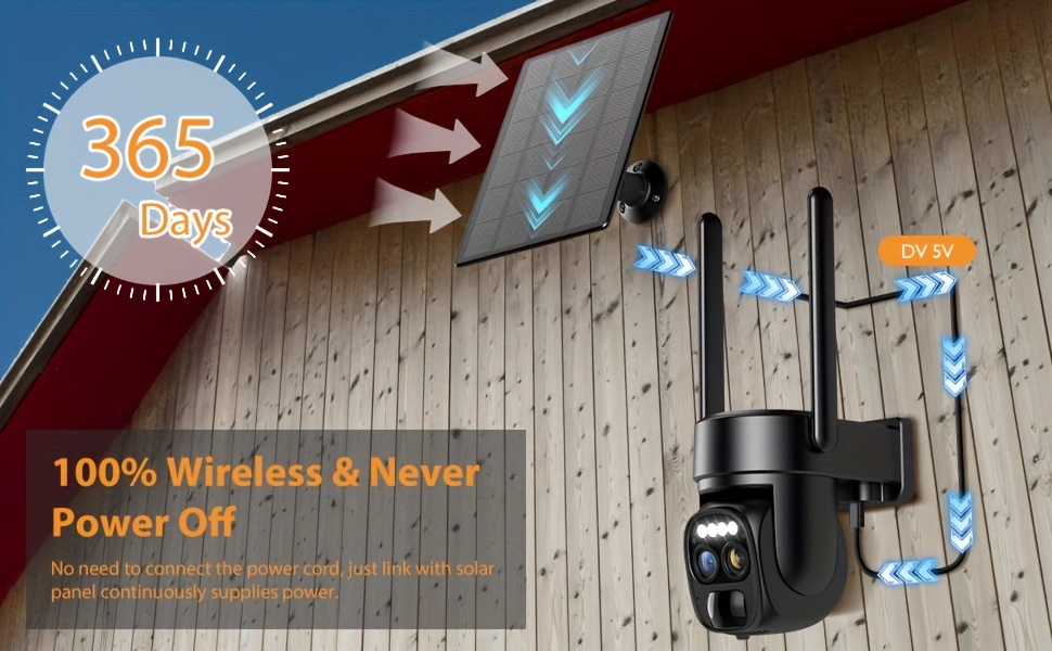كاميرا أمان لاسلكية خارجية تعمل بالطاقة الشمسية  من Hawkray 2.4G WIFI