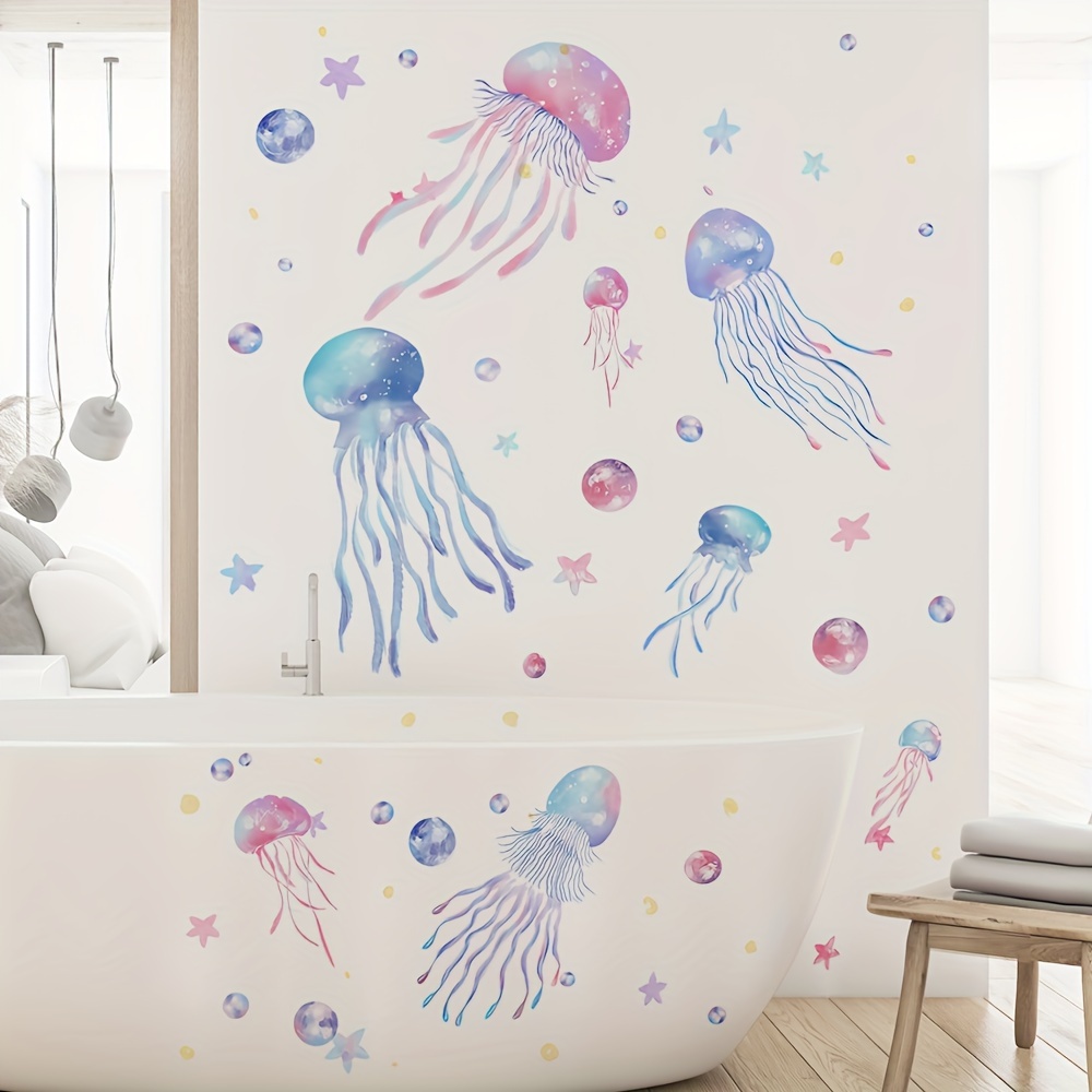 

Jellyfish Wall Decal - Waterproof, Self-adhesive Pvc Sticker For Living Room, Bedroom, Bathroom - Matte Home Decor