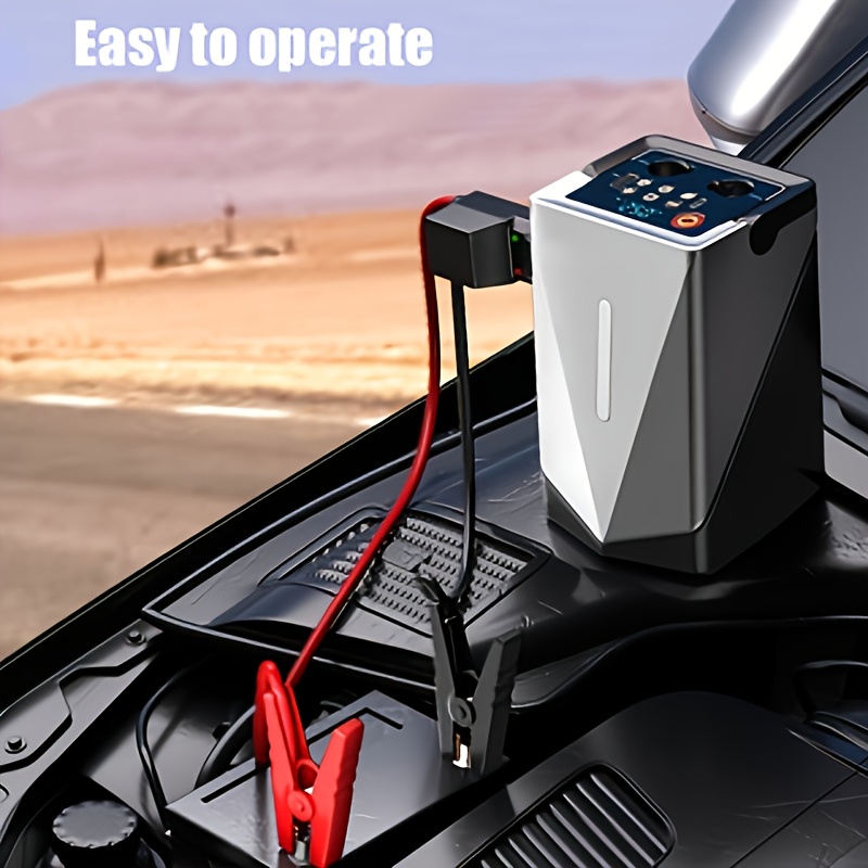 TEMU 30000mah 6-in-1 , Portable Jump Starter, Large Capacity Car Battery Jumper Starter, Portable Power Station, Led Emergency Light, Ergonomic Grip,