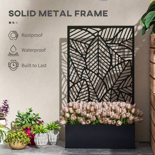 metal raised garden bed with privacy screen black