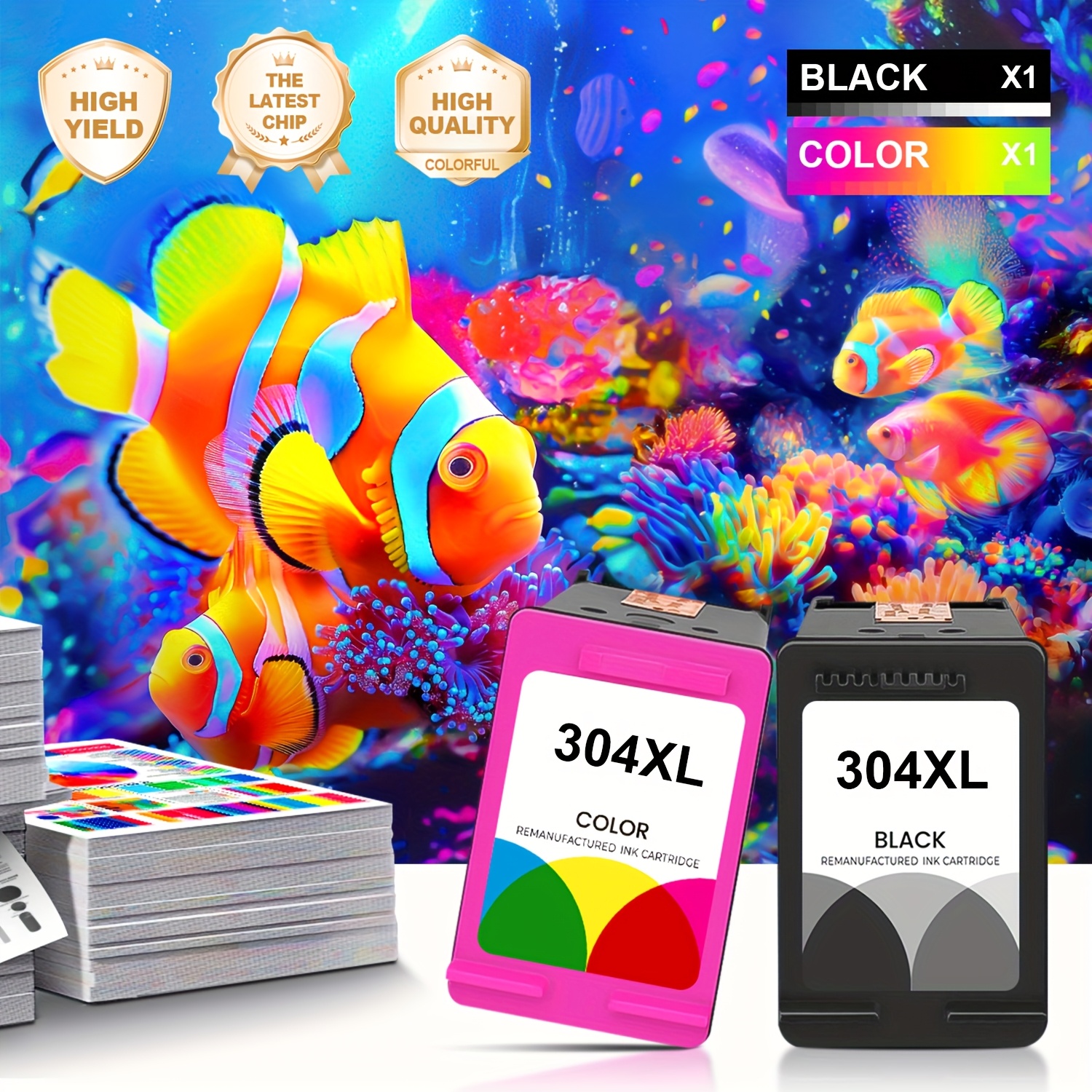 Image of High-quality 304xl Ink Cartridges Black Color Compatible For 304 304xl Ink Worked With 2620 2630 2632 3720 3721 3723 3724 3730 For 5010 5020 5030 5032 5034 5052 5055 Printers