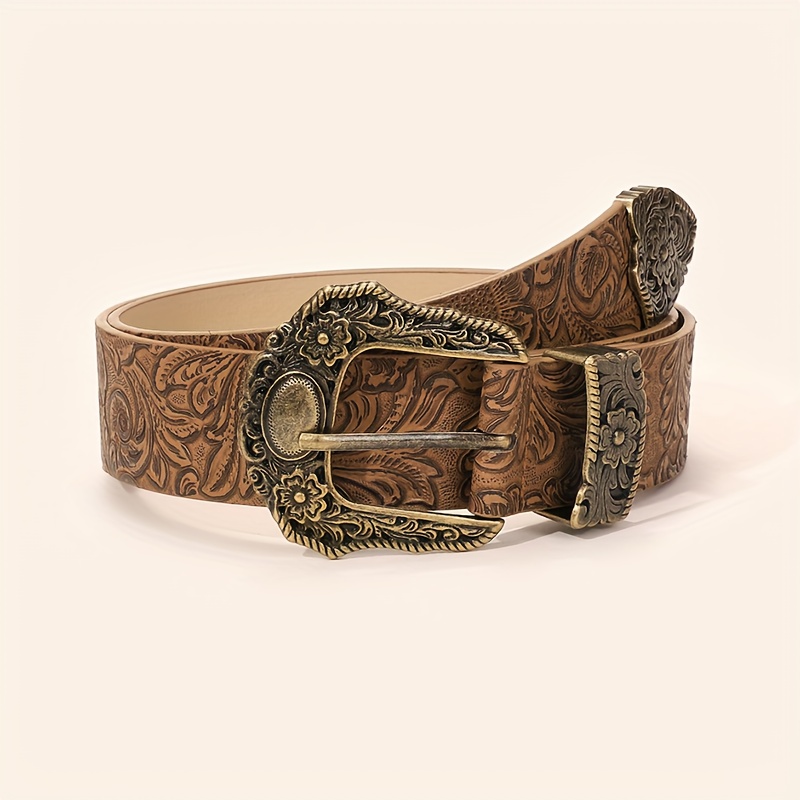 TEMU 1pc Women's Fashion Vintage Casual Versatile Belt, Black/camel/ Pattern, Vintage Style, Fashionable And Unique, Suitable For Various Occasions