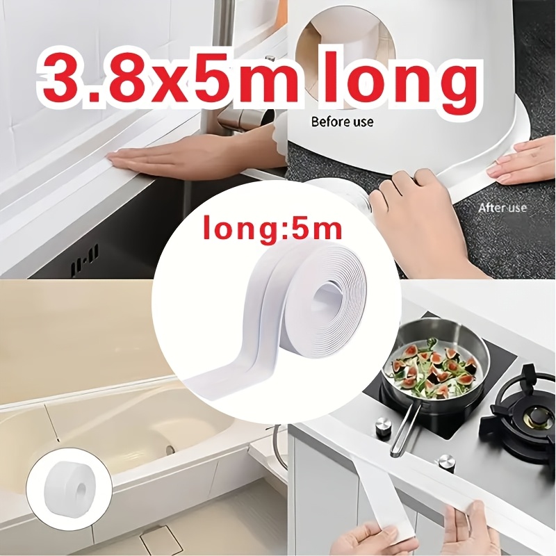 

5m Waterproof & Moisture-resistant Adhesive Tape For Kitchen And Bathroom - Ideal For Sealing , Toilet Slots & Corners