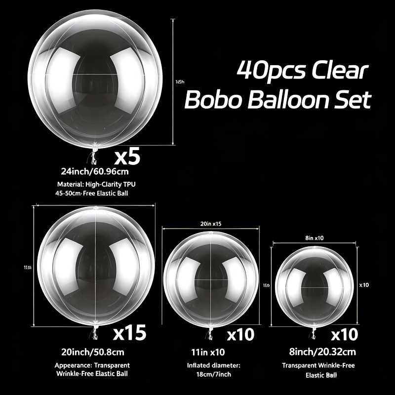 TEMU 40pcs High- Tpu Bobo Balloons, Party Decoration Supplies