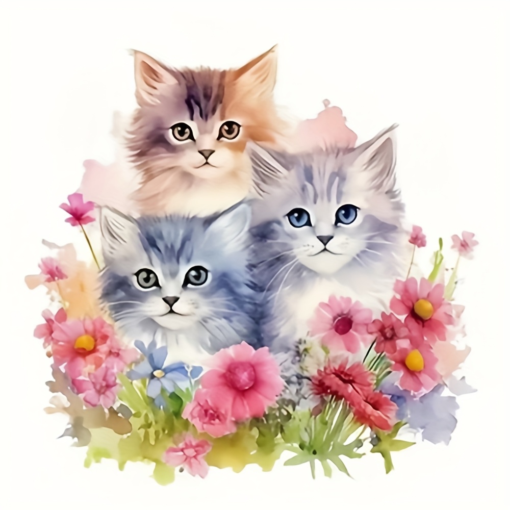TEMU 1 Kit - Broderie Point de Croix Thème Chat, Travail d'Aiguille DIY de Haute Qualité, Œuvre d'Art Décorative 11CT, Tenture Murale Éclatante pour