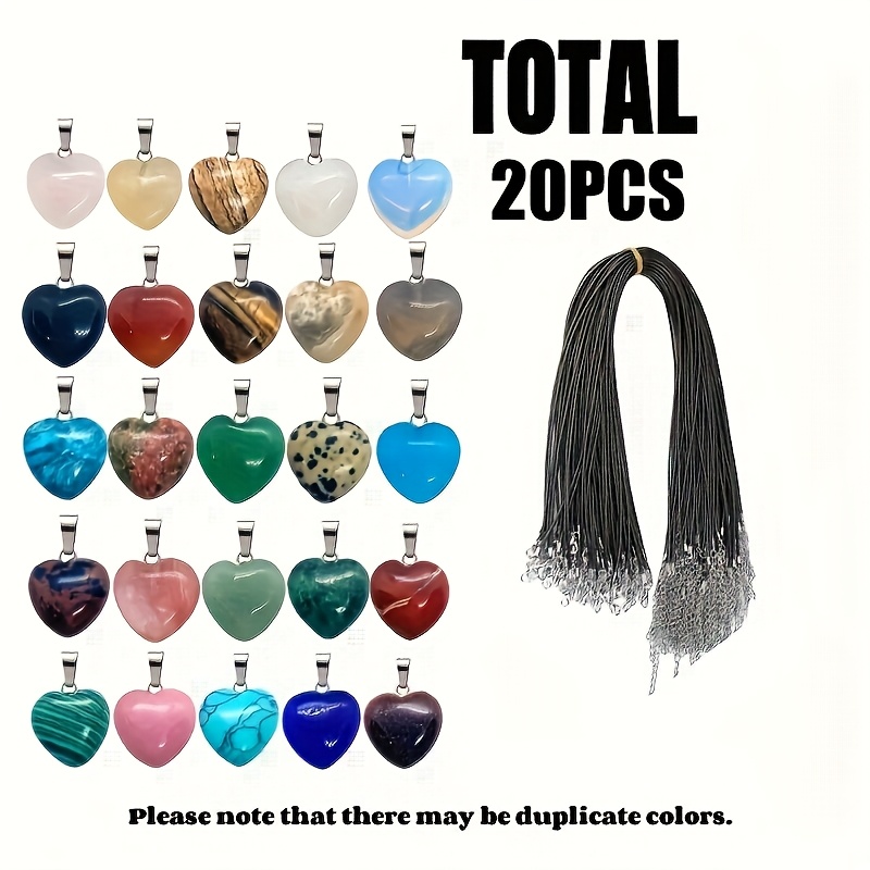 

A Total Of 20 -shaped Pendant Necklaces, Featuring Of Bulk Quartz Crystal Glass Heart Charms, Come With An Adjustable Leather Necklace Cord And A Storage Bag, Making And An Ideal Valentine's Day Gift.