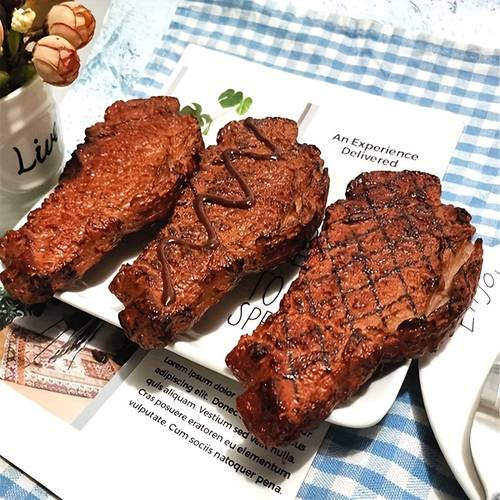 two pieces of realistic steak models suitable for halloween thanksgiving and christmas used display props and festive home decorations