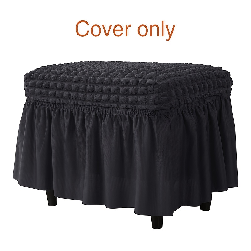 TEMU 1pc Of Elastic Bubble Gauze Waffle Patterned Skirt Hem Footstool Cover For Home And Hotel Use