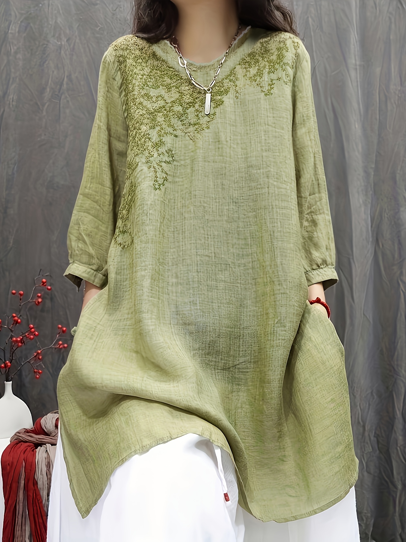 vintage shirt dress loose literary casual length top - Temu Republic of  Korea