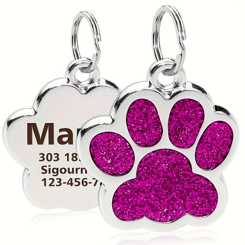 

Personalized Glamorous Dog Paw Print Keychain - Custom Name Or Phone Number - Zinc Alloy - Pet Lover's Accessory