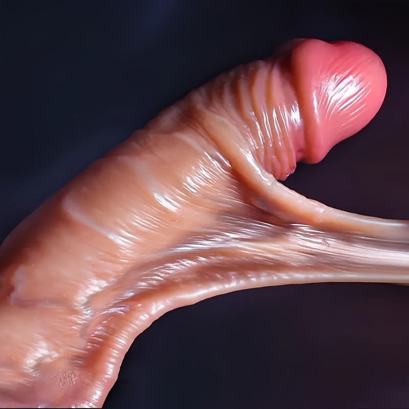 Sliding Foreskin Dildo - D029-L: 15Cm/5.9 Inch Length, 4Cm/1.57 Inch Diameter, 21.5Cm/8.46 Inch Total Length, Waterproof, No Battery, No Wire, Made of Liquid Silicone, Adult Sex Toy for Both Genders