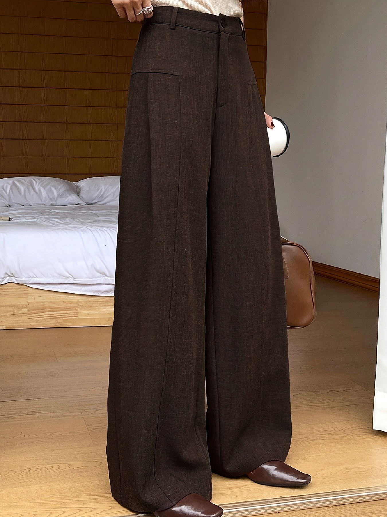 ladies dark brown dress pants Dark Brown Comfort Waist Dress Pant – Ima's Fashions Inc