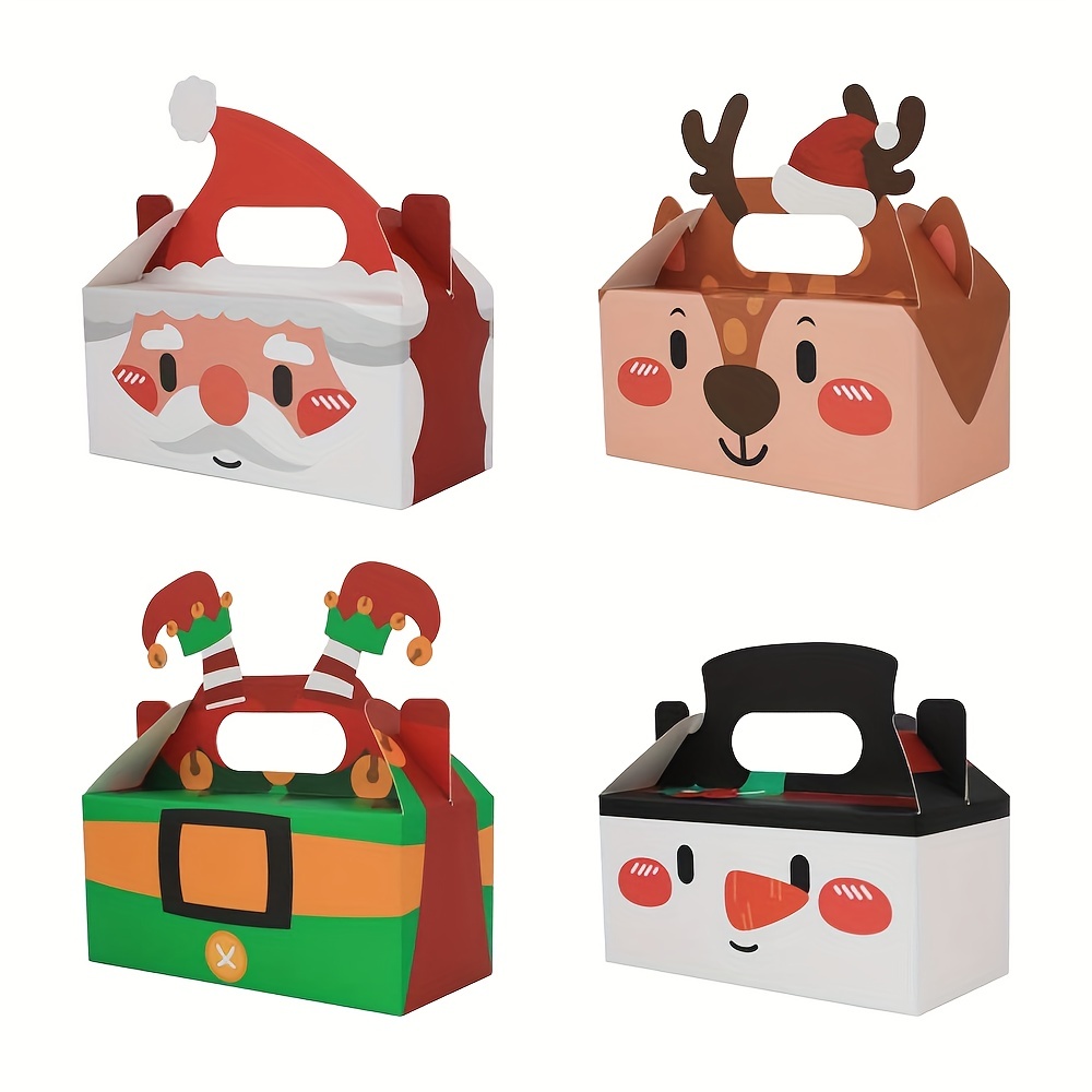 

12pcs Christmas Themed Paper Gift Boxes - Santa, Reindeer, Elf & Snowman Designs | & Portable For Holiday Parties, Snacks & Candy Packaging Holiday Decorations