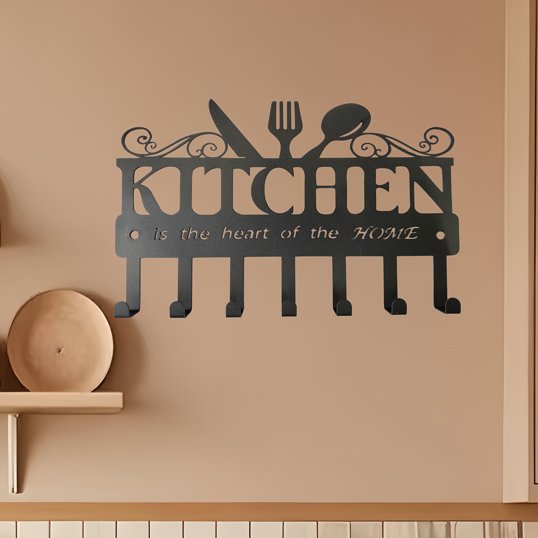 1pc black metal kitchen rack hook kitchen logo hook towel decoration hook for restaurants and hotels suitable for kitchens restaurants hotels cafes multi scene use wall hooks