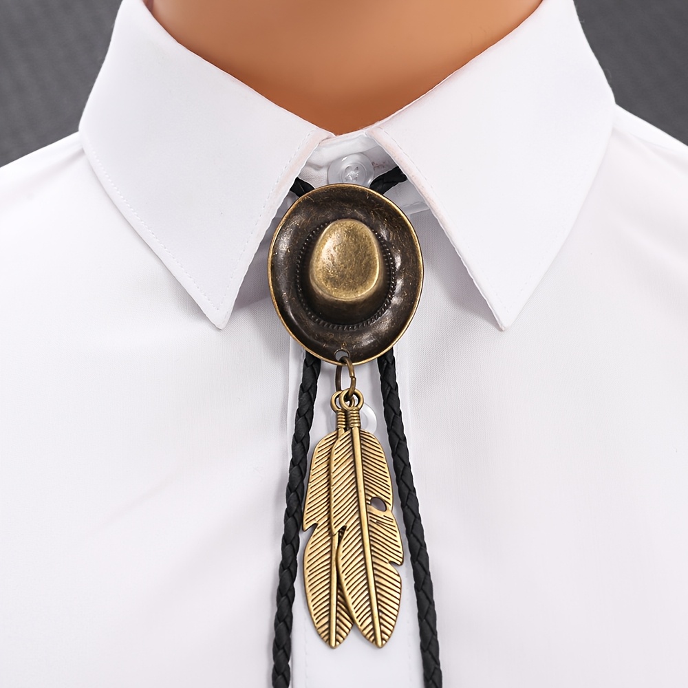 Vintage Denim Metal Tie with Paisley Bow Tie