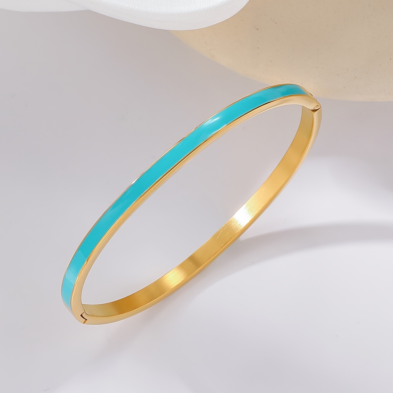 TEMU Bracciale a Smaltato Multicolore - Oro 18K/Acciaio Inossidabile 304, Artigianato Smaltato + Design a , 10 Colori Disponibili, Texture Simile al