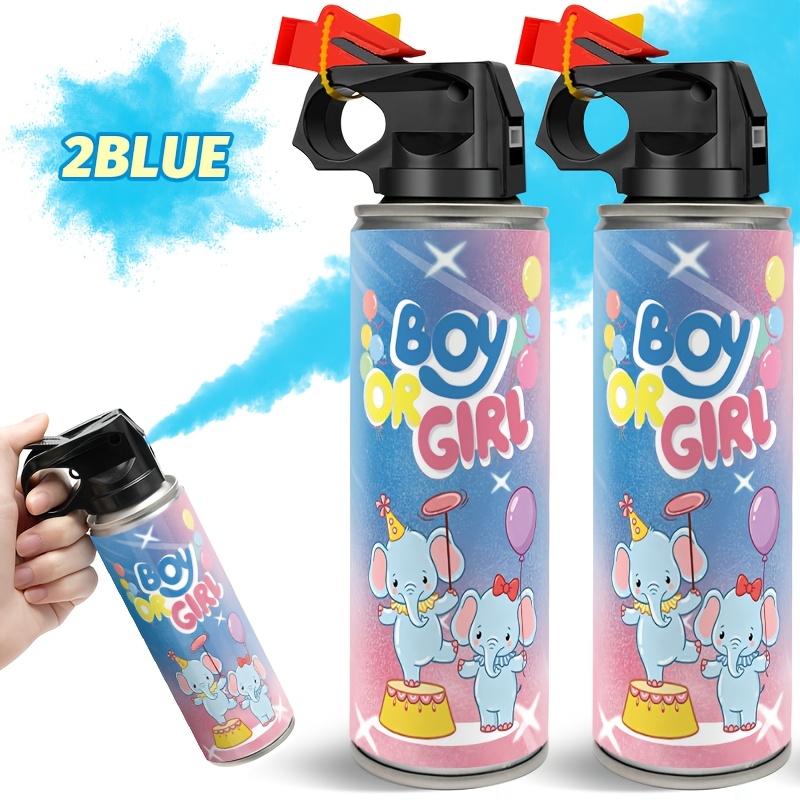 2pcs Gender Reveal Smoke Confetti & Party Spray Gift Set - Or Suitable For Showers, Gender Reveal Parties, Plastic Smoke Bombs For / Announcement Decorations