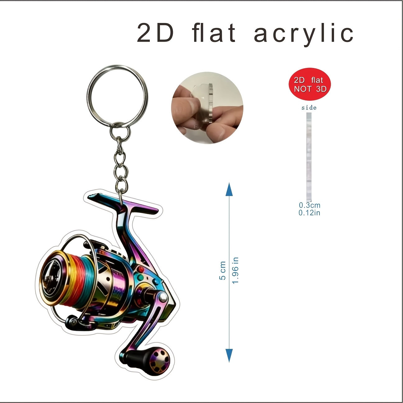TEMU 2d Flat, Two-dimensional Flat Fishing Rod And Fishing Line Keychain, Keychain, Bag Accessory, An Gift For Fishing Enthusiasts, , Relatives, And