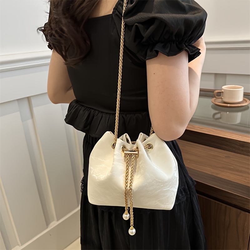 【KIXI】★(UNISEX) Mini Pouch String Bucket Bag Hixixi Mini Clutch Handbag Fishing Net Bucket Bag Cotton