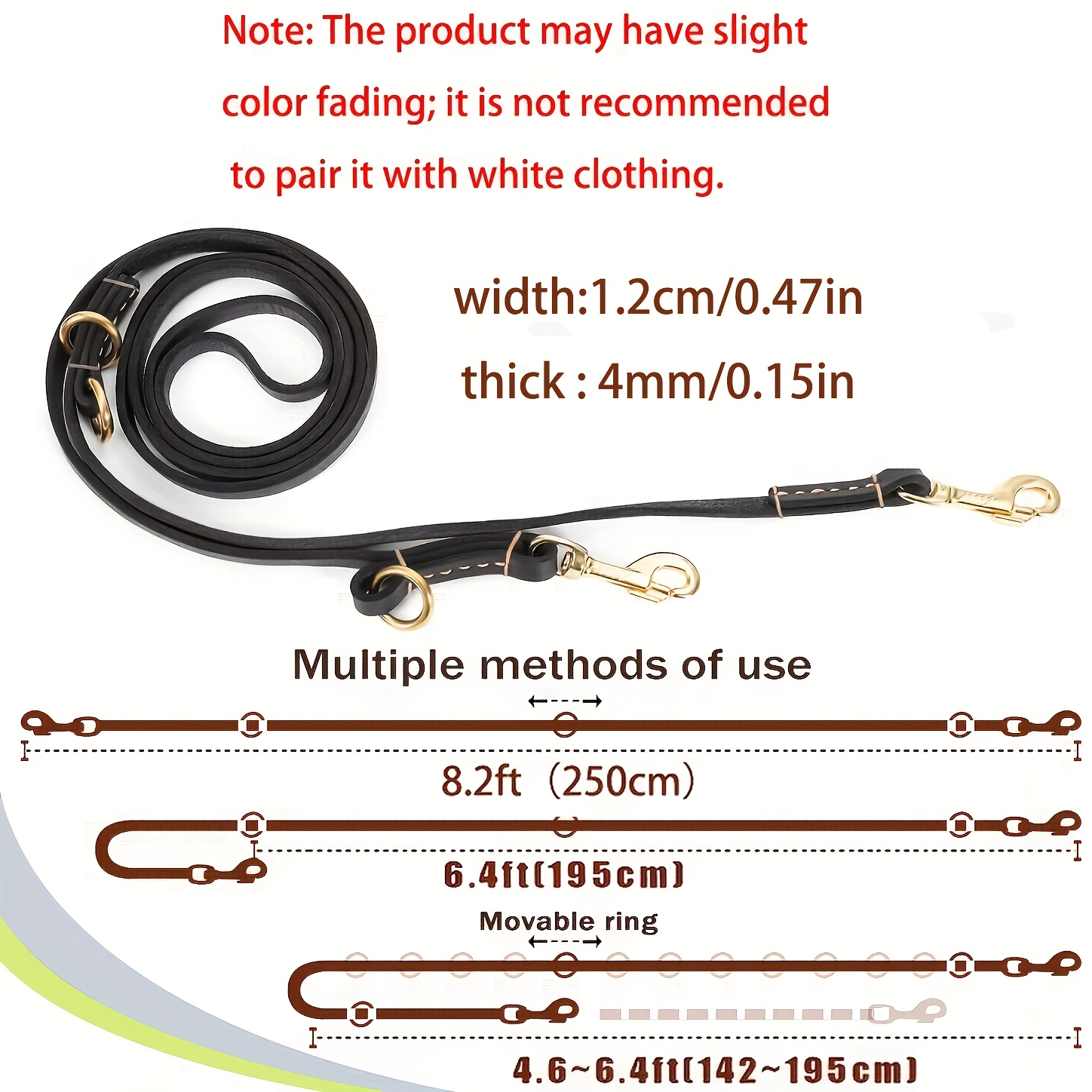 Multi-Function Dog Leash, 8-Foot Hands-Free Double-Ended Design