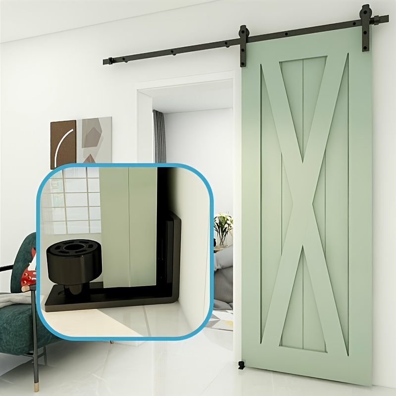 

Iron Sliding Barn Door With Adjustable Floor Guide And Wall Mount Bracket - Industrial Hardware For Installation