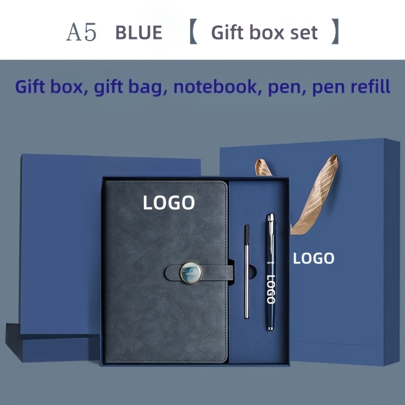 Custom A5 Faux Leather Password Notebook Gift Set