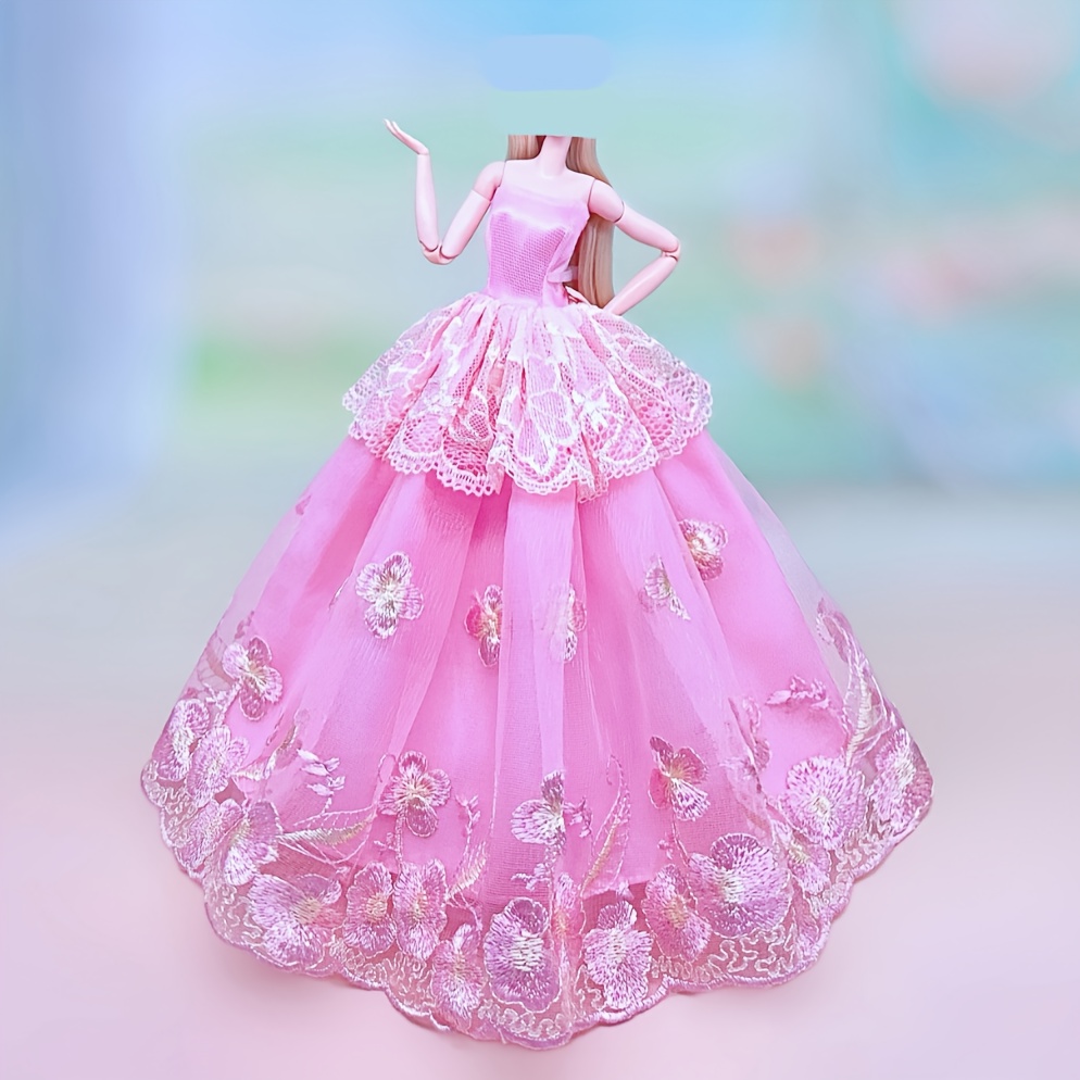 open lace back dress Ruffle dress for barbie – The Doll Tailor main image 0