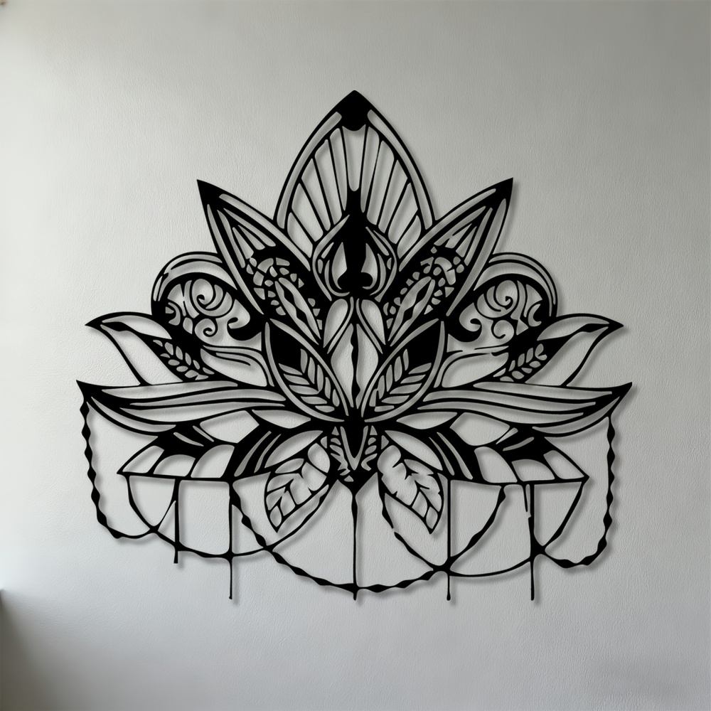 TEMU 2d Flat - 1pc 2d Plane Wall Sculptures | Intricate Lotus Mandala Metal Wall Art, Perfect For Living Room, Bedroom, Office, And Meditation Space