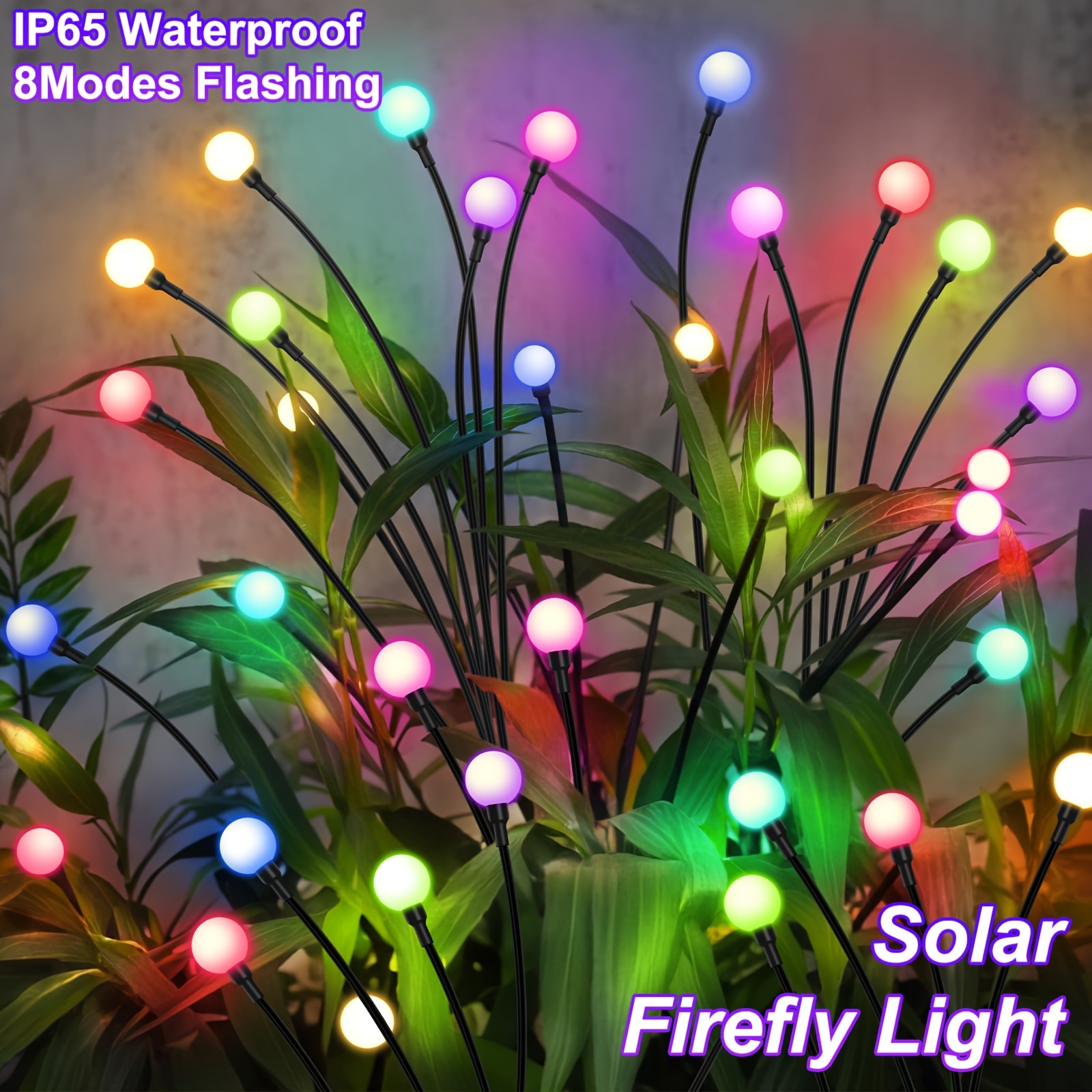 

6-pack 48 Led Solar Garden Lights, Solar Swaying Light, By Wind, Solar Firefly Lights Outdoor Ip65 Waterproof Landscape Decoration Lights, Yard, Pathway, Parties, Camping, Rgb Color, Warm White