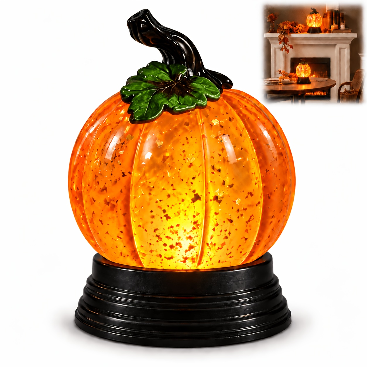 TEMU Lighted , Rotating Glitter For Halloween Decoration, & Thanksgiving Tabletop Decor For Mantel, Home, Party & Bar Display, Festive Gift For