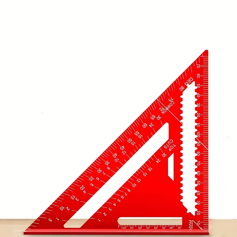 Precision Woodworking Square - Red Triangle Ruler with Serrated Edge for Accurate Measurement, Home Improvement And Design Projects, Ideal Woodworking Tool Random Color