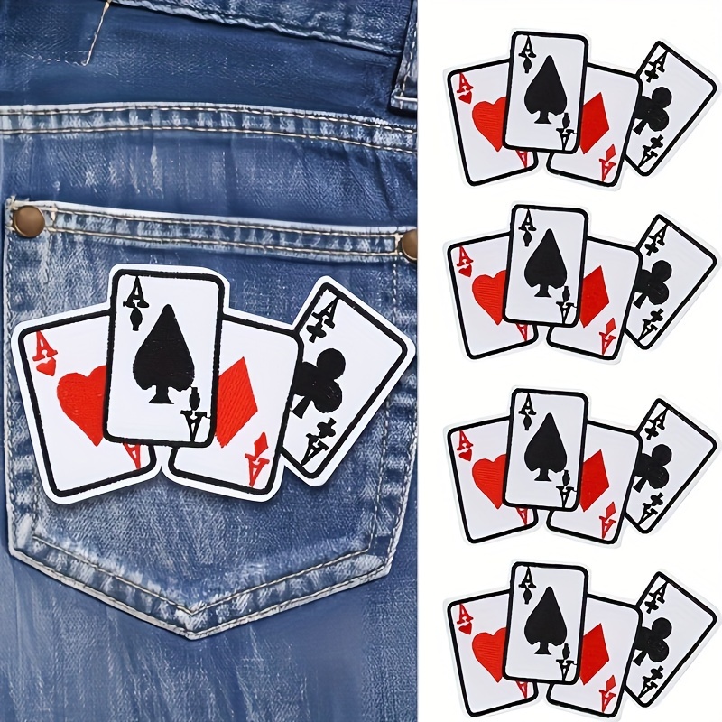 

Poker Card Shaped Iron-on Sew-on Embroidered Patch Set Of 3, Creative Ace Of Spades Decorative Patches For Clothing, Hats, Backpacks - Durable Textile Material Repair Badges For Diy Fashion