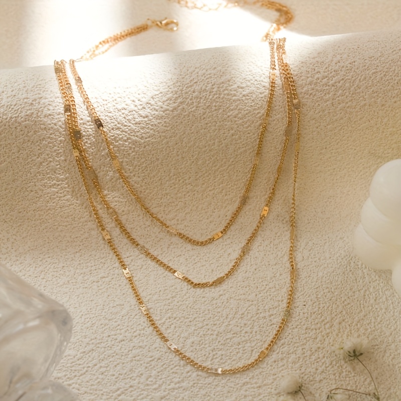 E-shop Damenschmuck – Mehrschichtige Halskette für & festliche Anlässe, Edelstahl-Kettenanhänger mit minimalistischem Design, hochwertig verarbeitet,