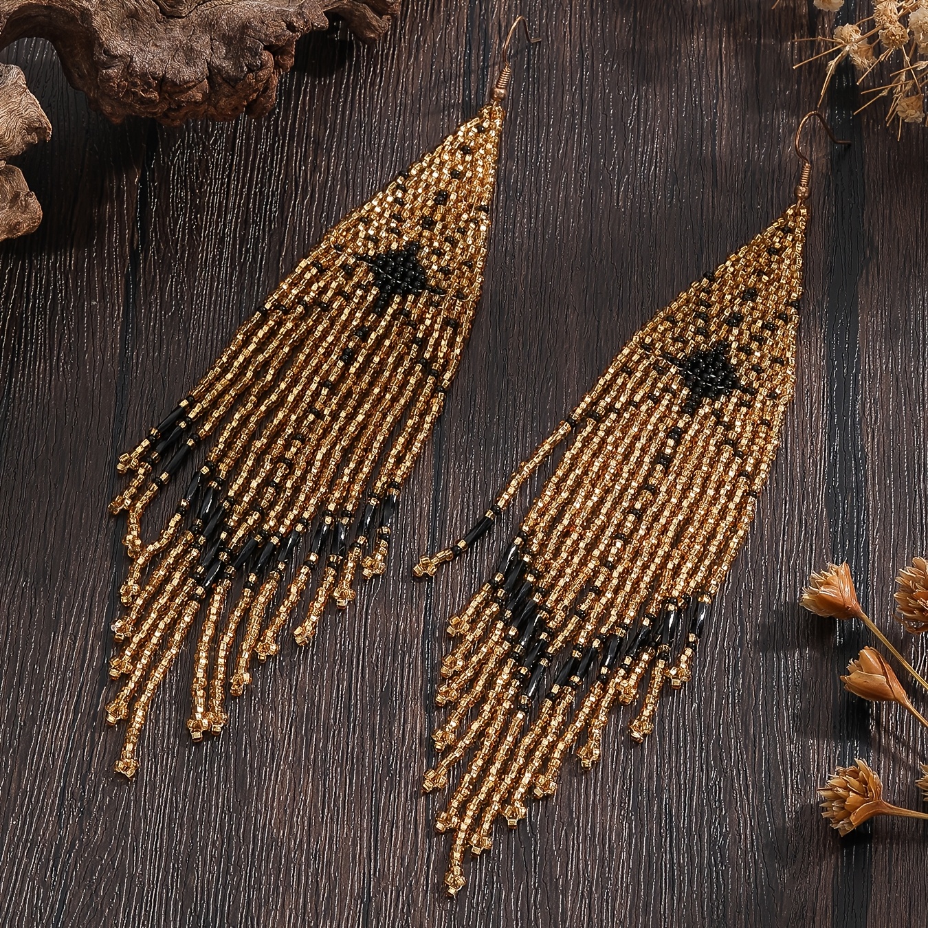 Women's Bohemian Sun Pattern Beaded Drop Earrings