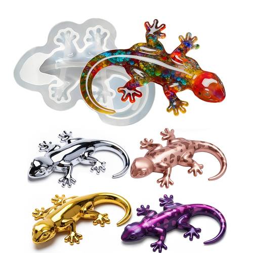 3d spotted silicone resin mold realistic lizard animal casting mold for epoxy art crafts casting projects garden decor terrarium additions home decoration keepsake making