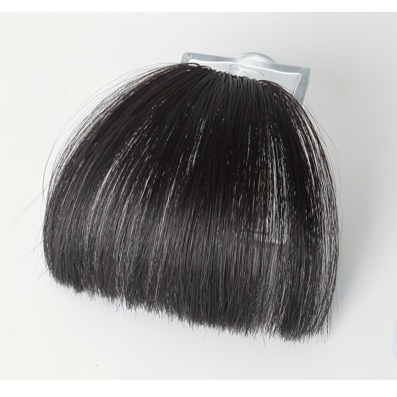 clip in human hair straight bangs extension for women elegant daily wear hairpiece black   natural   for all     styling sleek straight hair textured hairpiece details 4