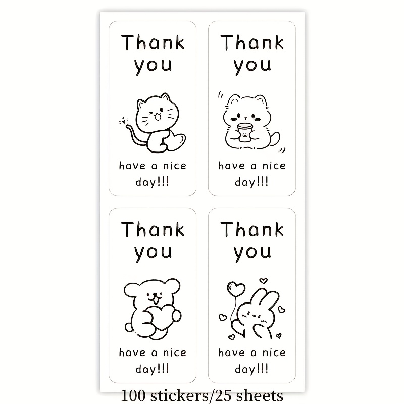 Image of 100 Stickers Gift Box Sealing Stickers, Dessert Cake Box Decoration Stickers, Self-adhesive Label Stickers, Takeaway Gift Box Packaging Thank You Stickers