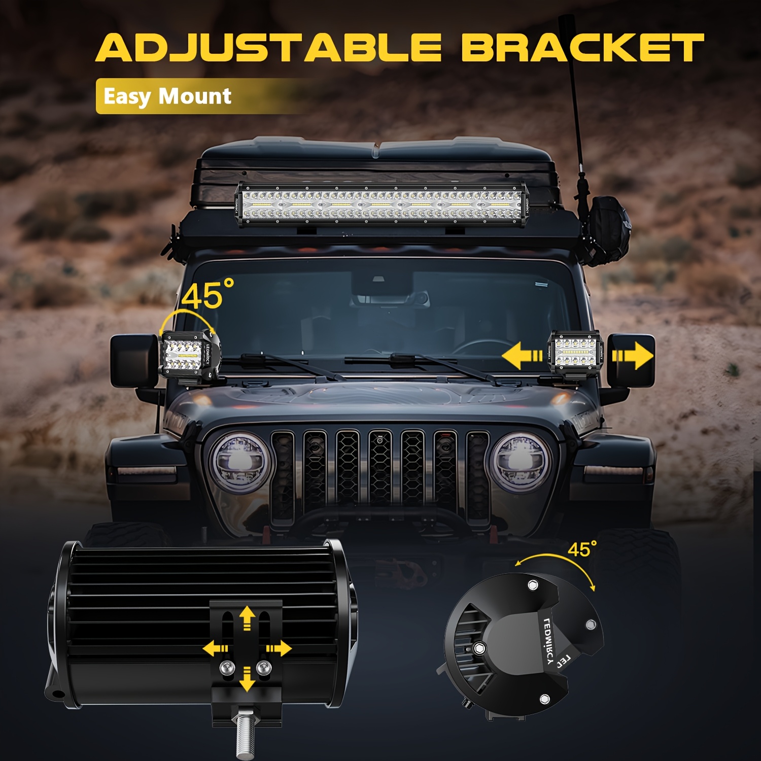 LEDMIRCY 50.8 cm White LED Spot Light Bar & Pod Kit