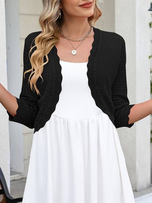 womens 3 4 sleeve cropped cardigan sweaters trendy open front bolero shrugs for dresses s xxl