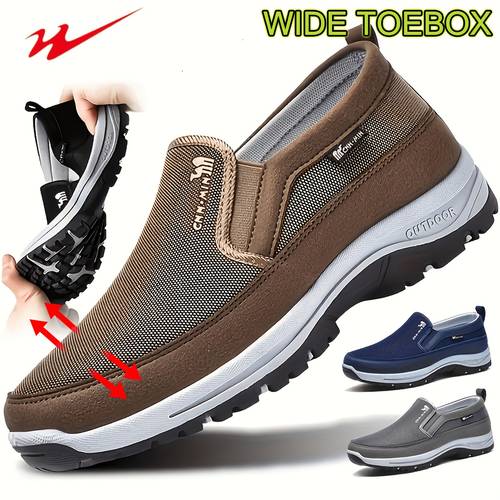 mens comfortable and non slip wide last casual sneakers spring and summer solid color breathable knitted suit wear thick lightweight casual shoes outdoor activities daily comfortable wear