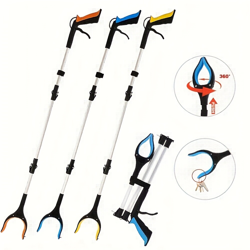 A Super Long 43-Inch Grabbing Tool with a Magnetic Tip, a Foldable Litter Picker, Lightweight Aluminum Arm Extender, Multi-Angle Grabbing, Non-Electric Litter Picker for Seniors - Perfect for Bedrooms, Bathrooms, Kitchens, Patios, And Floors.
