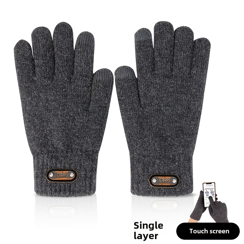 TEMU Touch Screen Gloves For Men In Winter, Knitted With Double Layered Thick And Added Fleece For