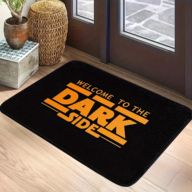 TEMU Welcome To The " Doormat - Stylish Black And Print, Soft Flannel, Non-slip, Easy To Clean, Ideal For Entryway, Living Room, Kitchen, And