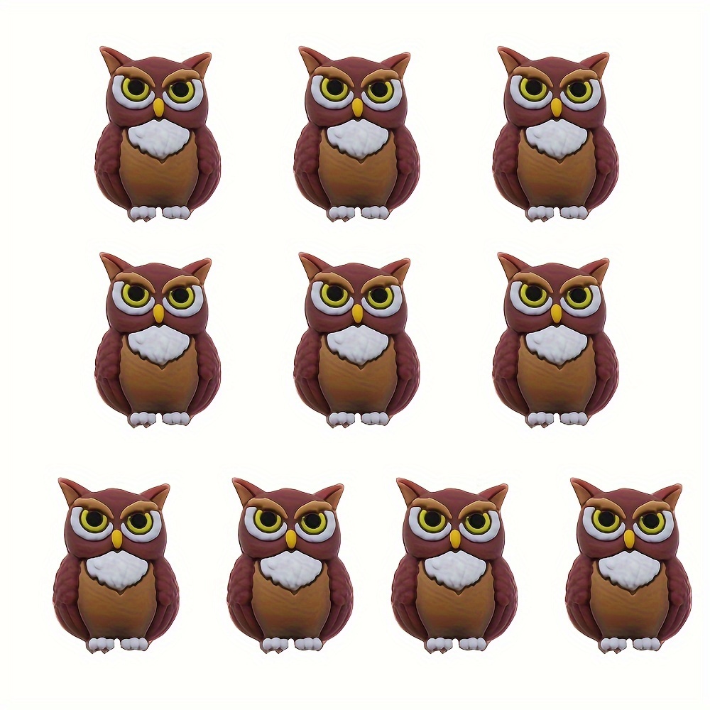 

10pcs Cute Owl 3d Silicone Beads For Diy Crafts - Perfect For Keychains, Bracelets, Apparel & Footwear Decorations